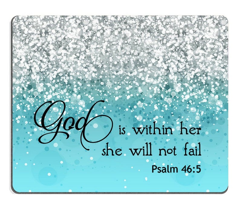 Smooffly Psalm 46:5 God is Within Her,She Will not Fall- Bible Verse Blue Sparkles Glitter Pattern Mouse pad Mousepads - Image 1